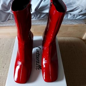 Burnt orange heeled square front 3/4 length size 41(10) boots.